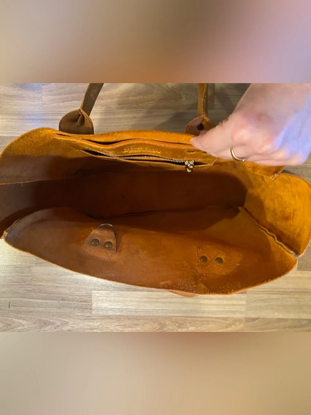 Parker Clay Cognac Leather Tote with Top Handles